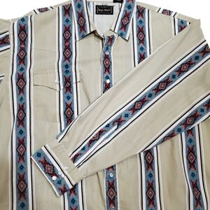 Vintage High Noon Pearl Snap Down Aztec Print Stripes XL